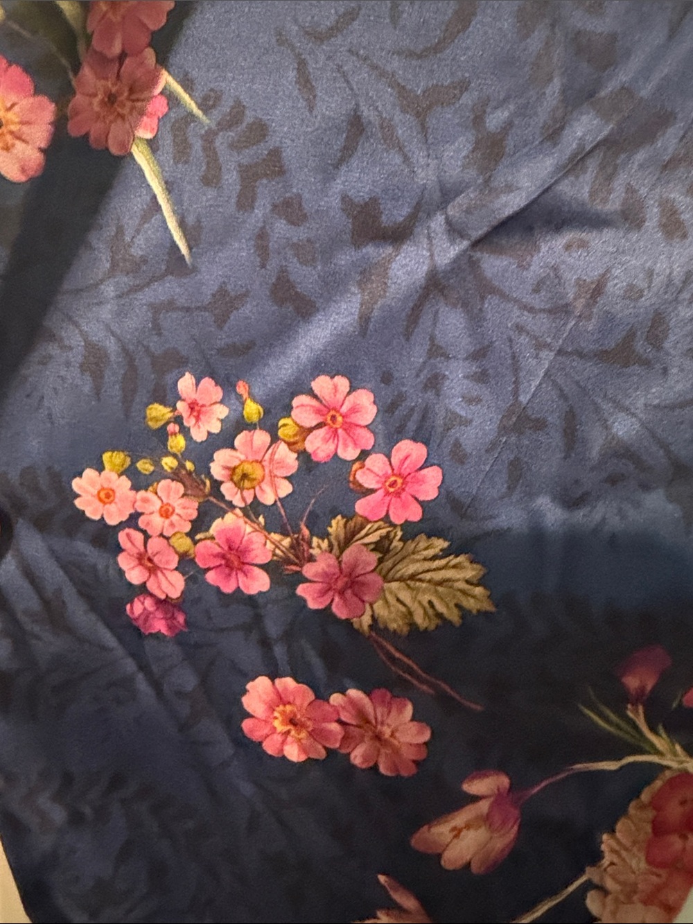 Johnny Was Silk Blend Bohemian Athleisure Navy Floral Elastic Waist Pants Size L - Picture 7 of 11